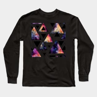 Watercolor Triangles and Colorful Galaxy Long Sleeve T-Shirt